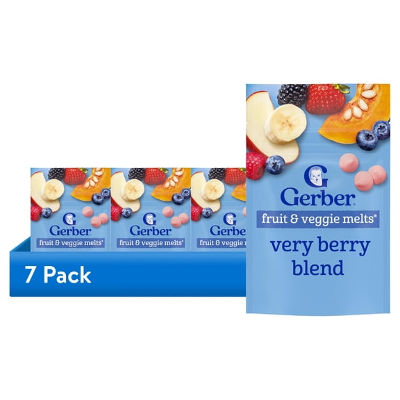 (7 pack) Gerber Snacks for Baby Fruit & Veggie Melts Baby Snack, Very Berry Blend, 1 oz Bag