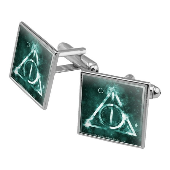 Harry Potter Deathly Hallows Logo Square Cufflink Set - Silver or Gold