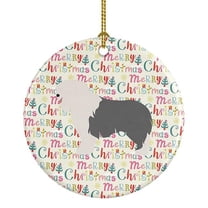 Old English Sheepdog Merry Christmas Ceramic Ornament 2.8 in x 2.8 in