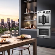 Forno Gallico 30-Inch Electric French Door Double Oven, Stainless Steel, Convection Cooking, Touch Control Panel, Self-Cleaning Function