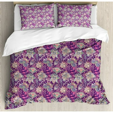 Ambesonne Floral Bright Flowers Duvet Cover Set Walmart Com