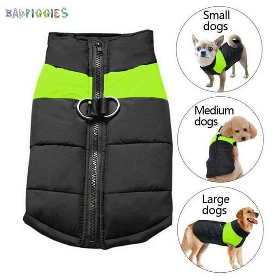 BadPiggies Waterproof Cold-proof Dog Warm Vest Jacket Coat Winter Clothes for Small Medium Large Dogs Pets (M, Green)