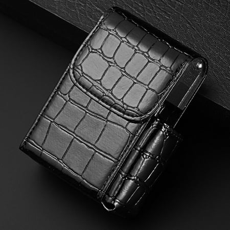 Metal Cigarette Holder - KABOER PU Leather Cigarette Case Tobacco Pouch Box Lighter Holder Storage Container Hot