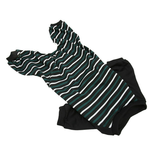 Pyjamas pour Chien Rayé, Grenouillère Légère Extensible Pyjamas Classiques Rayures Vertes et Blanches pour Chiens TP,S,M,L,TG