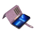 thumbnail image 4 of Crossbody Wallet Case for iPhone 14 with RFID Blocking Card Slot Holder, Magnetic Flip Folio Purse Case, PU Leather Zipper Handbag with Detachable Lanyard Strap Phone Case,Purple, 4 of 6