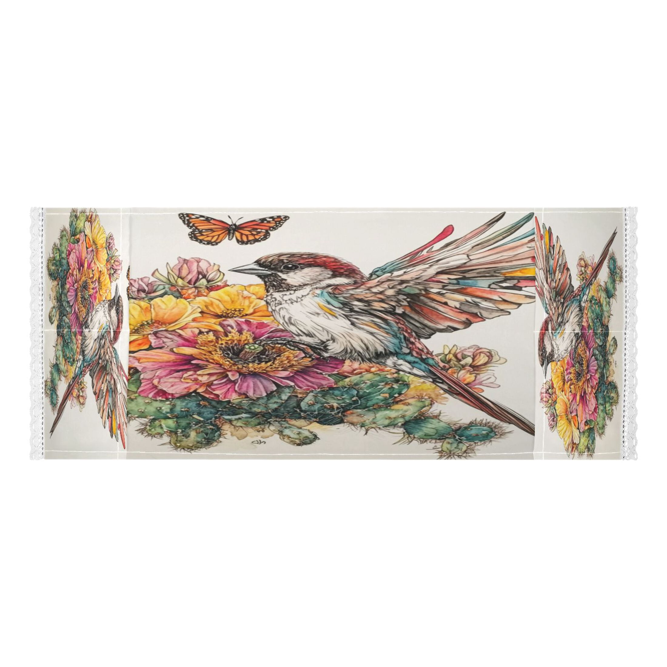 Sparrow with Cactus FlowerWasher and Dryer Covers Dust-Proof and Oil Resistant Fridge Cover with 4 Storage Pockets Washing Machine Top Cover for Laundry Kitchen Home 51.2 x 22 In