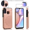 thumbnail image 6 of Design for Samsung Galaxy A20S Case with Tempered Glass Screen Protector Credit Card Holder Slot, PU Leather Wallet Phone Cases Kickstand Protective Cover for Galaxy A 20S A20 Women Rose Gold, 6 of 12
