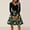 Green #069, variant on Women's Halloween Dress Bat 1950s V-Neck Cute Swing Dress Witch Hat Printed Long Sleeve Funny Dresses with Belt S