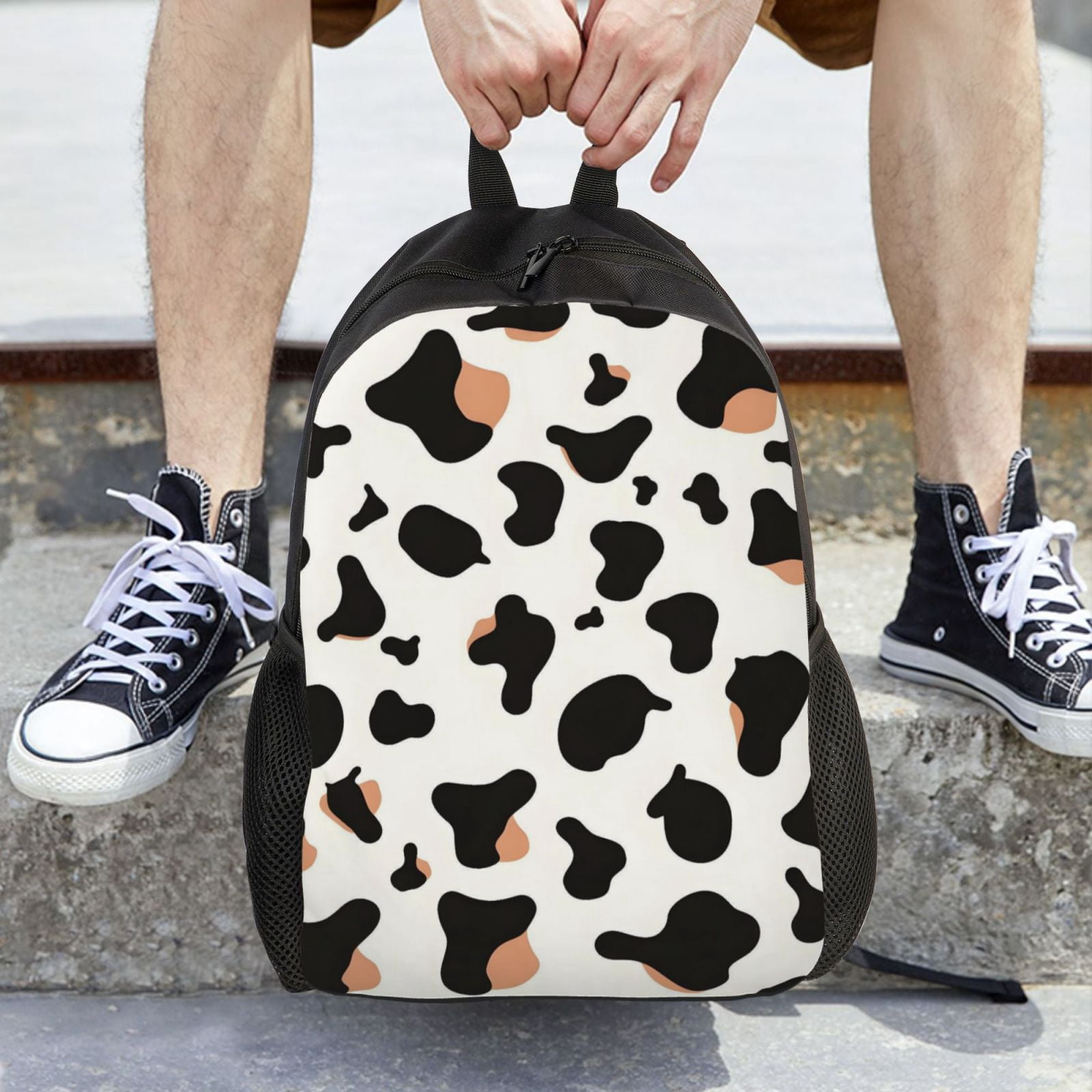 Single Side Full Backpack 16.1×11.8×4.5in Large Capacity Breathable Shoulder Belt Leisure Simple And Strong Bearing Capacity Simple Cow Print Pattern1_1