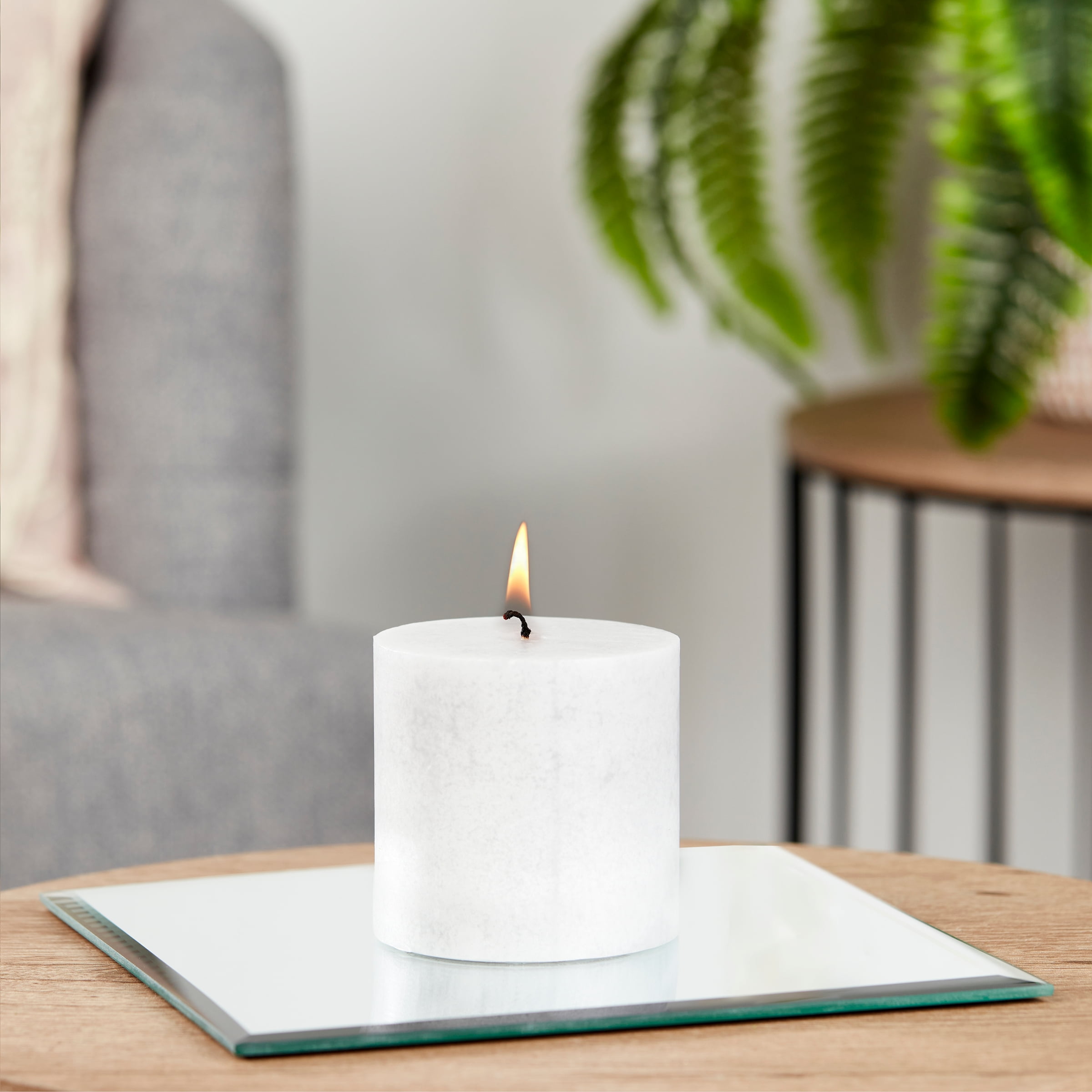 (4 pack) Mainstays Decorative Square Mirror Candleholder Plate, 8"