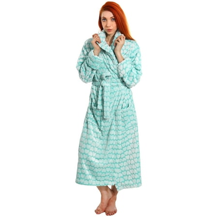 Women Soft Plush Hooded Bathrobe Kimono