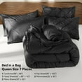 thumbnail image 5 of SONORO KATE Queen Comforter Set, 7 Pieces Bedding Sets for All Season, Bed in a Bag with Pleated Comforter - Flat Sheet & Fitted Sheet - Pillowcases & Shams, Black, 5 of 6