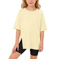 thumbnail image 3 of SHenli Shirts for Girls Letter Graphic Printed O Neck Shirt Short Sleeve T Shirts Soft Preppy Tops Clothes for Children, 3 of 5