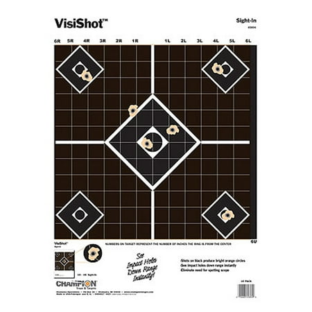 Champion Targets 45804 VisiShot Interactive Sight-In 5-Diamond Paper Target 10