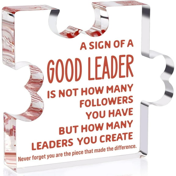 Thank You Gifts for Good Leader Boss Supervisor Manager Retirement Coworker Farewell Promotion Office Gift Good Leader Irregular Acrylic Decor Table Signs