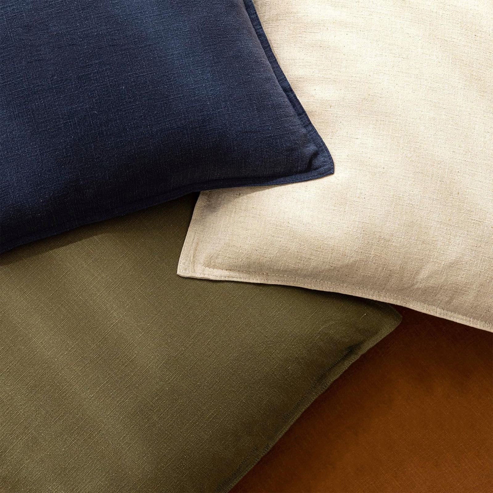 Fancy Homi 2 Packs Natural Beige Decorative Linen Soild Throw Pillow Covers 20x20 inch for Living Room Couch Bed sofa, soft Square Farmhouse Vintage Cushion Cases Modern Home Décor, Cream 50x50 cm