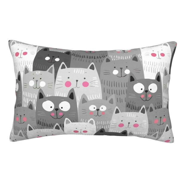 Fotbe Cats Group Funda de Almohada Decorativa Estilo Occidental, Lujo en Algodón, Fundas para Almohadas King, Cojín Estampado para Decoración del Hogar-20"x30"