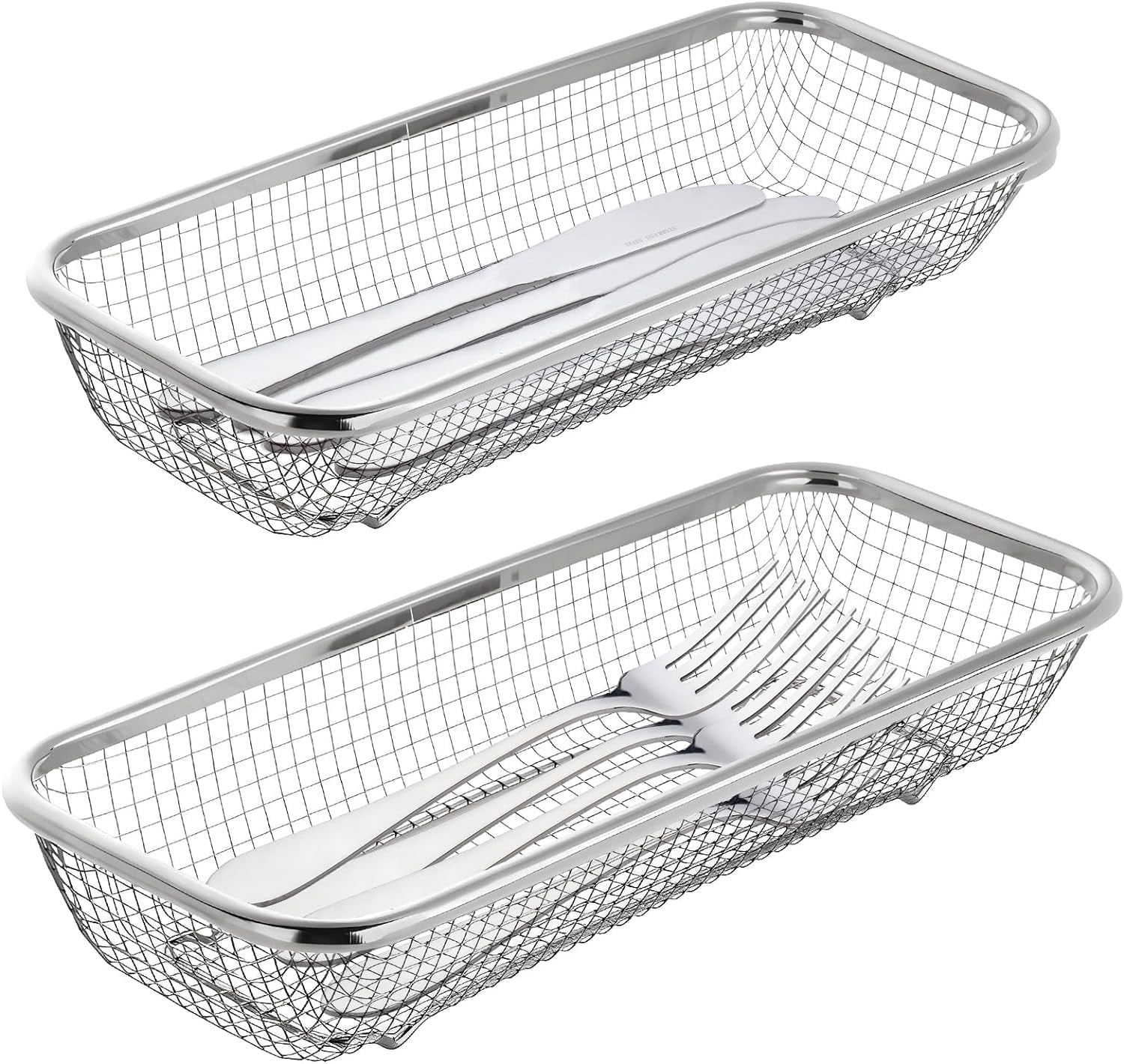 Samhe Utensil Drying Rack, 2 Pack Stainless Steel Utensils Holder Silverware Basket, Compact Dish Drainer for Kitchen Counter, Chopsticks Spoons, Forks, Knifes Drainer Basket Organizer