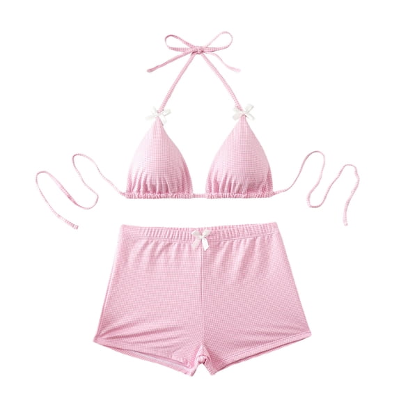 WRKEKC High Waist Bikini Sets for Women Drawstring Adjustable Push Up 2 Piece Swimsuit with Removable Cups Summer Beach Modest