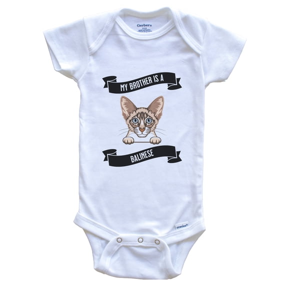 My Brother Is A Balinese Cat Cute Kitten Baby Bodysuit, 0-3 Months White