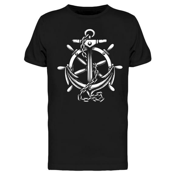 Smartprints Mens Graphic Tee - Anchor And Ship Wheel - Regular Fit 100% Cotton