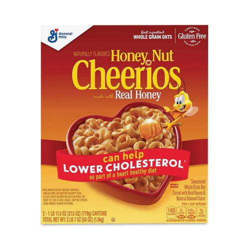 New Cheerios Honey Nut Cereal, 27.5 oz Box, 2/Pack, Delivered in 1-4 Business Days,Each