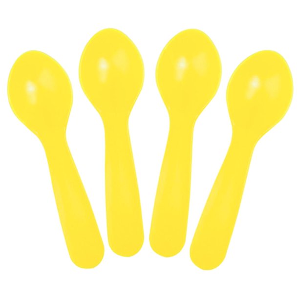 [100 Count] Yellow Mini Disposable Tasting Spoons 3 in. Plastic