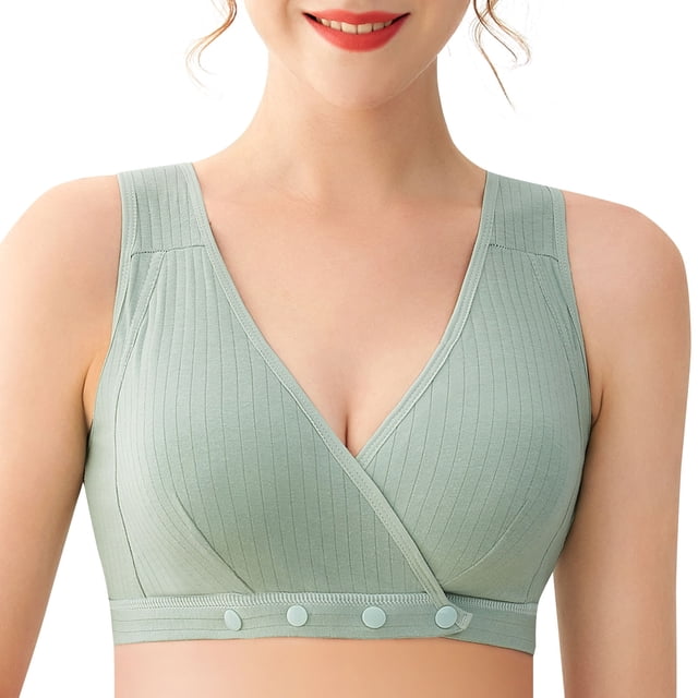 Sujetador, Sujetador de lactancia para mujer Cierre frontal Sin aros Bralettes suaves acolchados par Abody Verde/3X-grande
