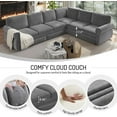 thumbnail image 5 of 118'' Pull Out Couch, Convertible Sleeper Sofa Bed, Upholstered Sectional Sofa, Chenille L-Shaped Couch with Nailhead Trim, Modern Sectional Couches for Living Room, Apartment, Light Grey, 5 of 11