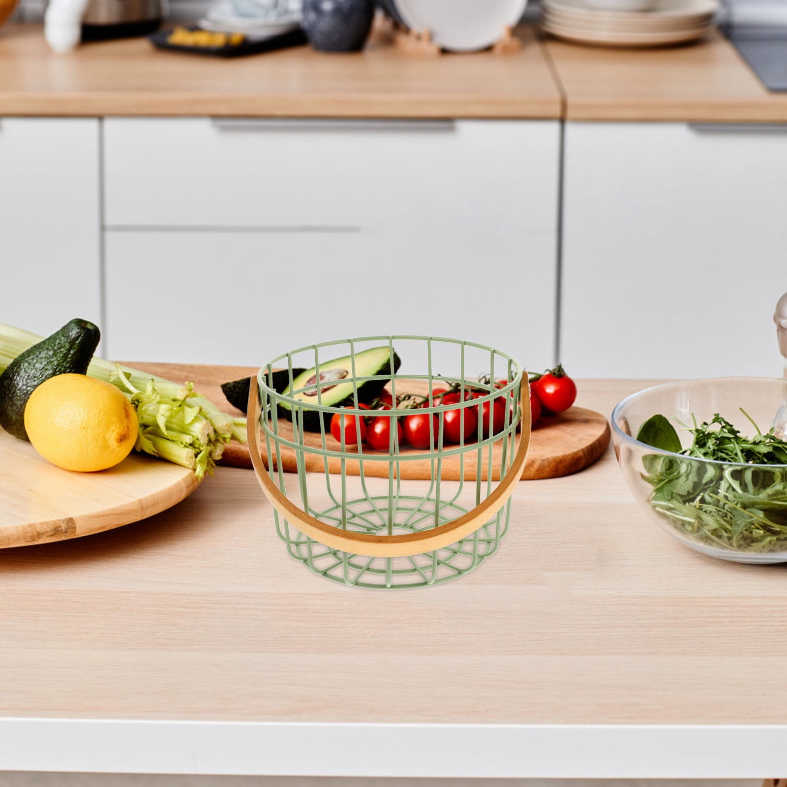 IDEANATEGRATE 1Pack Metal Basket Counter Egg Holder Iron Egg Holder Ceramic Egg Holder For Fresh Eggs In The Kitchen