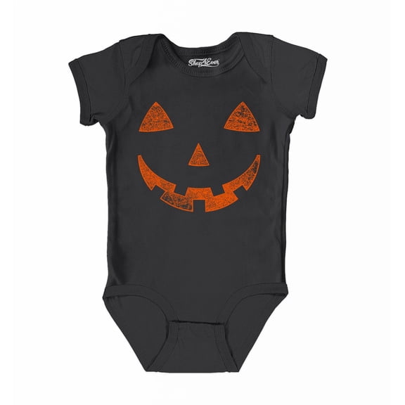 Shop4Ever Jack O' Lantern Orange Pumpkin Face Baby's Bodysuit Infant Cotton Romper 24 Months Black