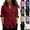 Burgundy, variant on Women's Cotton Linen Blend Shirts Stand Collar V Neck Blouses Casual Button Down Blouse for Spring Summer Olive Green M