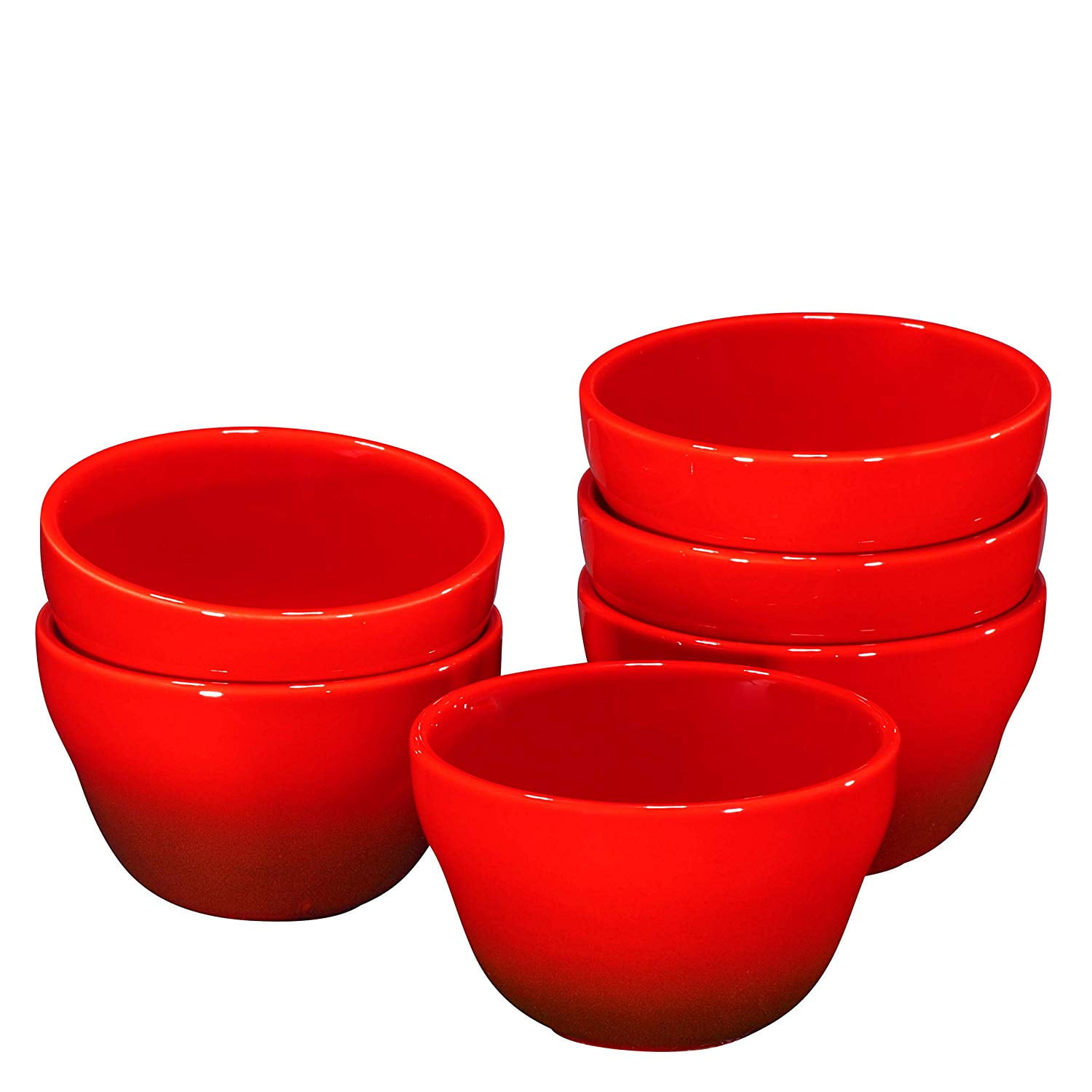 Ceramic 8 Oz Dessert Bowls Set of 6 (Gradient Red)