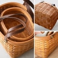 thumbnail image 3 of [] Hand Woven Storage Basket Wooded Chip Material Storage Box with Handle for Kitchen Desktop Picnic Basket Fruit Basket Storage Basket Bread Basket 8.46”*6.49”*4.33”, 3 of 6