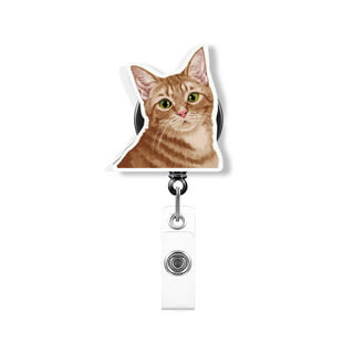 Kitty Cat Badge Reel ID Holder Badge Clip Funny Nurse Doctor CNA  Retractable 25 inch Extension Yazzle Dazzle Original Artwork Meow Purr  Feline White C