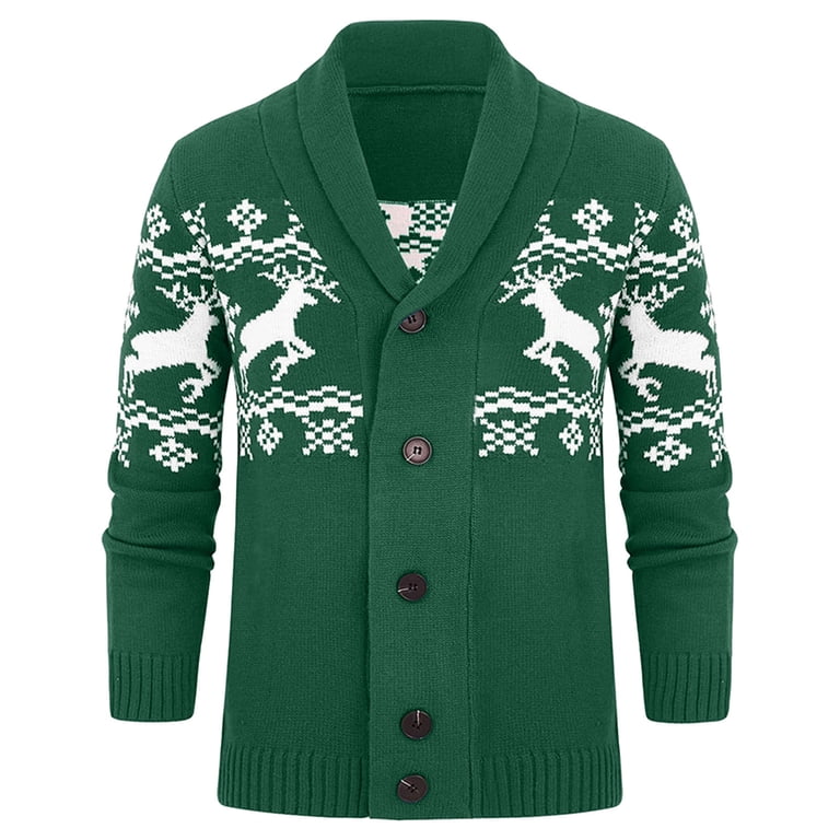 Shmily Girl Christmas Cardigan For Women - Reindeer Pattern Open Front Sweater, Warm Winter Coat
