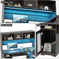 thumbnail image 6 of Homieasy L Shaped Desk with Power Outlet and LED Lights, 60 Inch Large Corner Computer Desk with Drawers and Hutch, Sturdy L-Shaped Gaming Desk with Storage Shelves and File Cabinets, Black Oak, 6 of 8