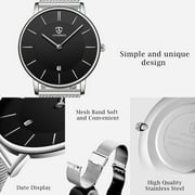 A ALPS Mens Watches Fashion Quartz Mens Watches Ultra Thin Minimalist Wristwatches with Stainless Steel Strap Gift for Man Fathers Day Gifts