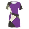 thumbnail image 4 of Wycnly Dresses for Women Loose Swing Fashion Tunic Tshirt Short Dresses Crewneck Short Sleeve Geometric Print Summer Mini Formal Dress Purple XL, 4 of 4