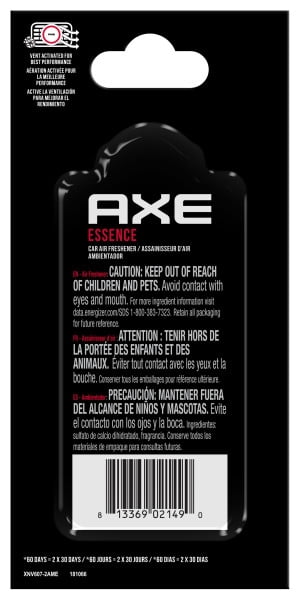 AXE Mini Vent Clip Car Air Freshener (Essence Scent, 2 Pack)