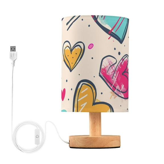 Cute Doddle Hearts Table Lamp with USB Port LED Warm Light Lamp Night Light Home Decor