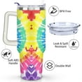 thumbnail image 3 of Colored Tie-dyeing 40 Oz Tumbler with Handle Lid and Straw, Stainless Steel Double Walled Vacuum Insulated Cup, Cute Anniversary Wedding Birthday Gifts Tumbler for Women Men Friends Outdoor Indoor, 3 of 7