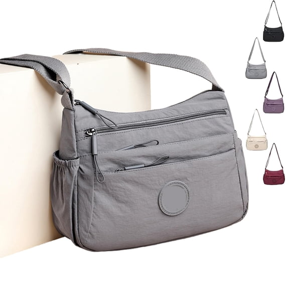 Solid Color Fashionable Multi-pocket Zipper Crossbody Bag, Lightweight Nylon Shoulder Purse with Secure Zipper Closure for Daily Commute