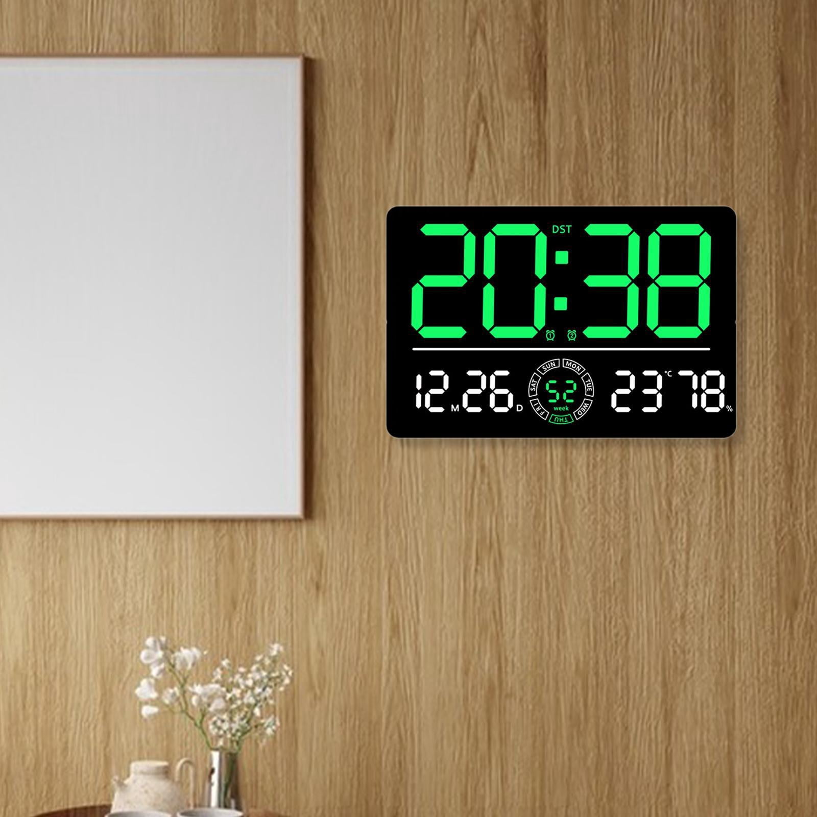 Baoblaze Digital Wall Clock Alarm Month Day Week Display, Large Display, Temperature Green