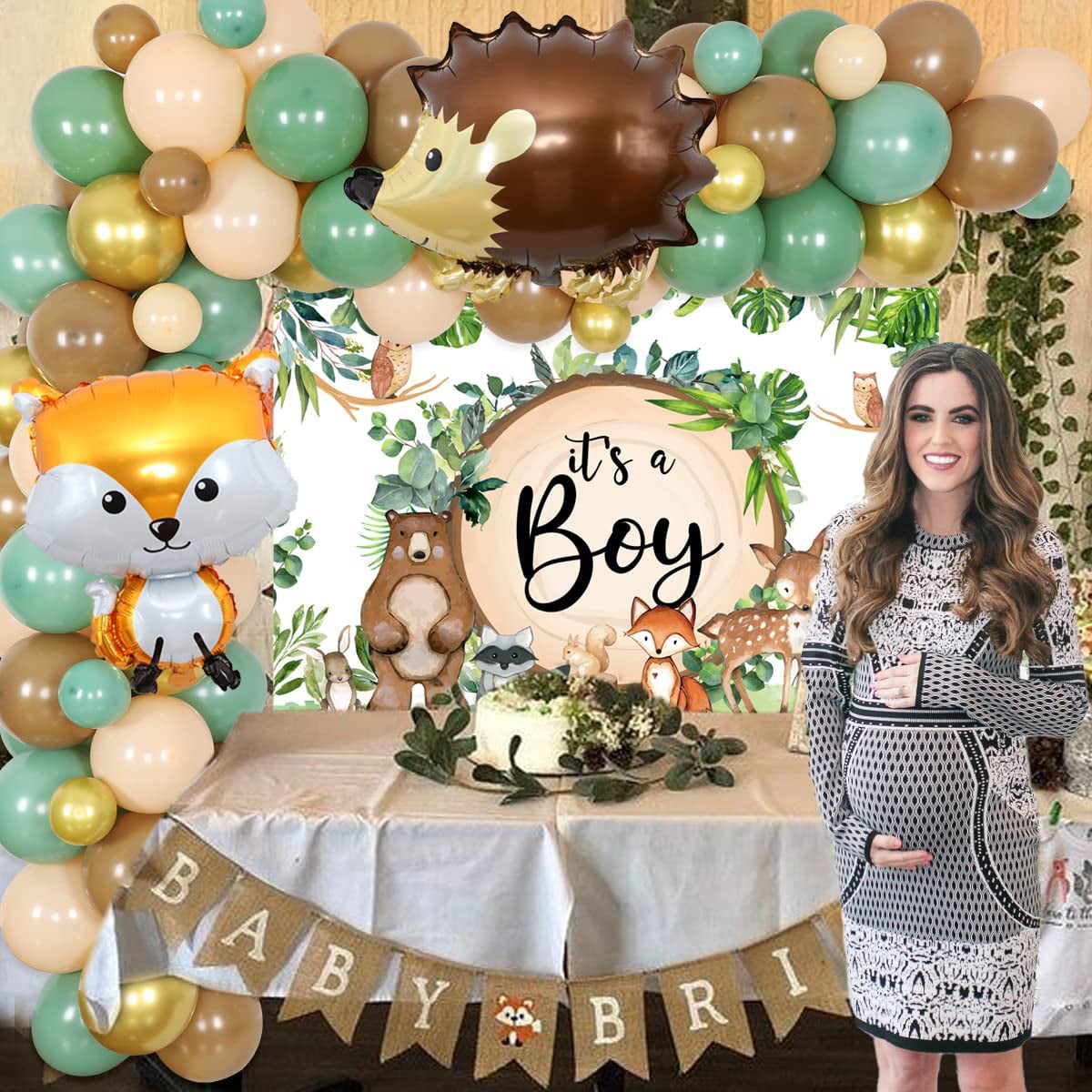 Woodland Baby Shower Woodland Fox Balloons Arch, Woodland Creatures Banner  Fawn Animal Friends Felt Garland Baby Shower Party Supplies Decorations