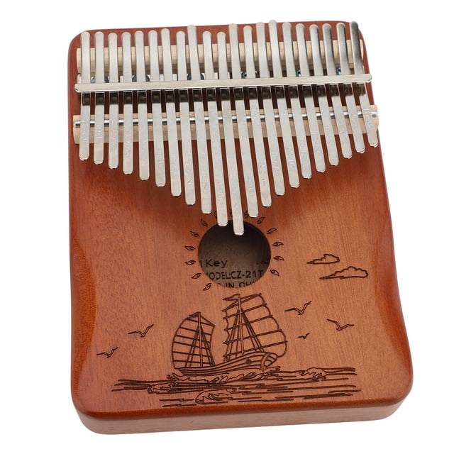 21 Key Kalimba Thumb Piano Instrument Professional Tuned Handmade Mahogany Metal with Embossed Notes and Ergonomic Curve Design for Adults Beginners Kids Performances