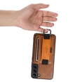 thumbnail image 4 of Feishell Case for Samsung Galaxy S22 Plus (6.6 inch),Shockproof Retro PU Leather Credit Card Pocket Holder Portable Metal Ring Wristhand Strap Kickstand Anti-Scratch Slim Phone Case,Brown, 4 of 9