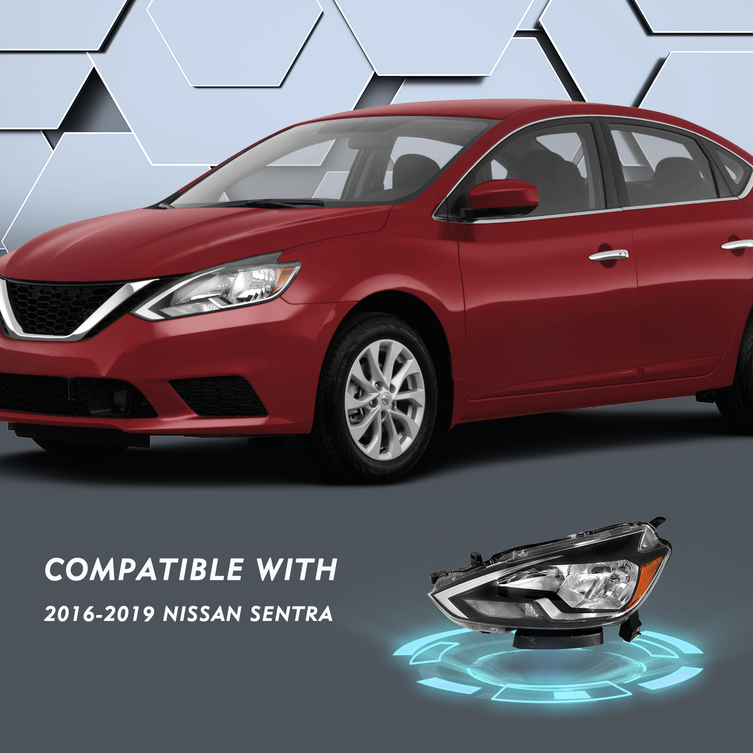 LH Headlight For 2016 2017 2018 Nissan Sentra Halogen Driver Left Side Headlamp