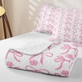 thumbnail image 4 of Manfei Pink Bow Flower Bed Spread Queen for Girls, Cute Ribbon Queen Coverlet Set, 4 of 7
