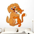 thumbnail image 1 of Cute Dog and Cat Wall Decal by Wallmonkeys Peel and Stick Graphic (48 in H x 41 in W) WM340915, 1 of 4
